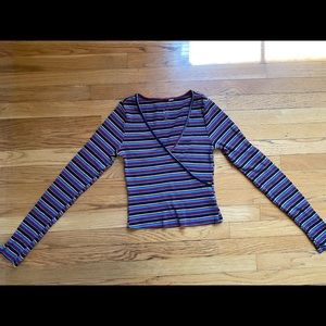 Pacsun basics stripped long sleeve crop